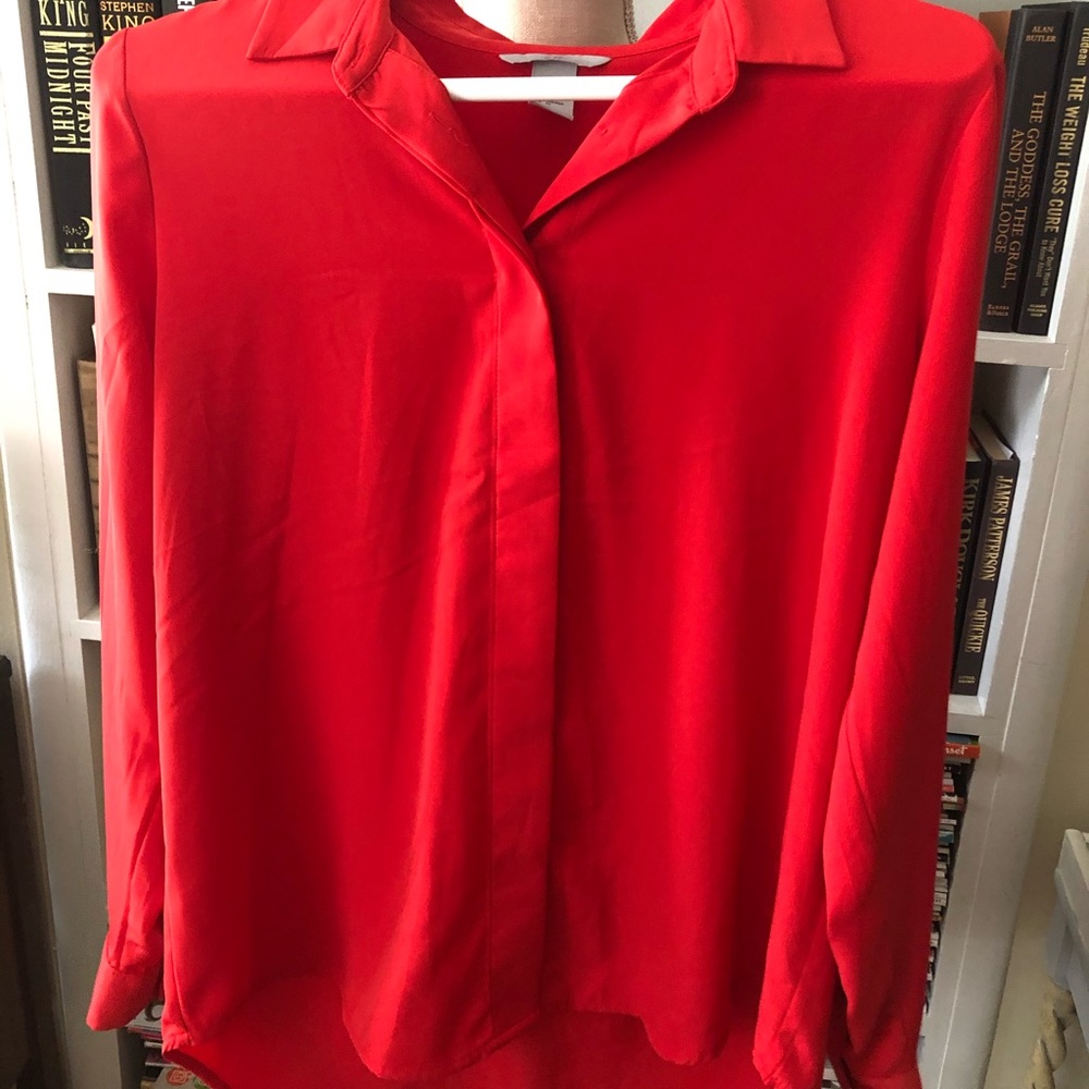 H&M red long sleeve blouse